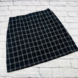 Jill Black White Plaid A Line Mini Skirt Womens Size M Office Casual Stretch